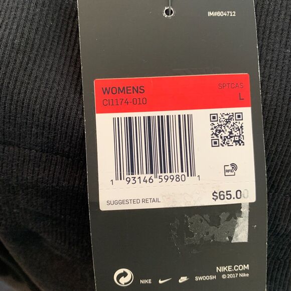 Nike CI1174-010 Rally Sport Casual Pants Black Wide Leg High Rise Athleisure L - Picture 8 of 10